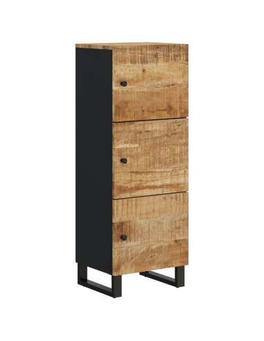 Credenza con 3 Ante 40x33x110 cm Legno Massello Mango e Ferro