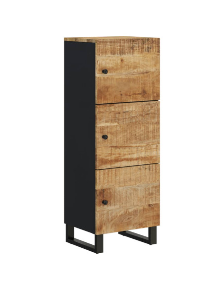 Credenza con 3 Ante 40x33x110 cm Legno Massello Mango e Ferro