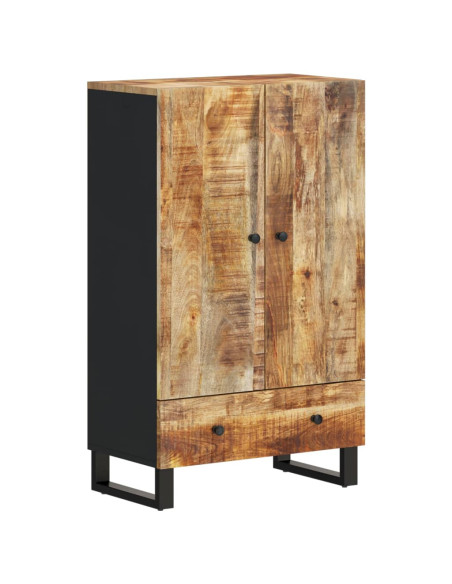 Credenza con Cassetto 60x33x100 cm Legno Massello Mango e Ferro