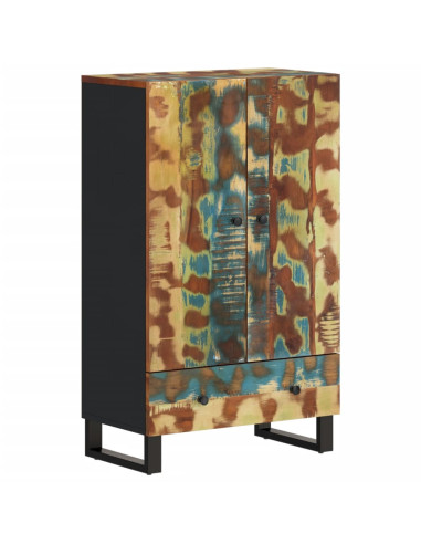 Credenza con Cassetto 60x33x100 Legno Massello Recupero e Ferro