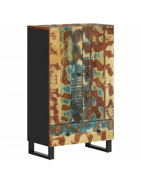 Credenza con Cassetto 60x33x100 Legno Massello Recupero e Ferro