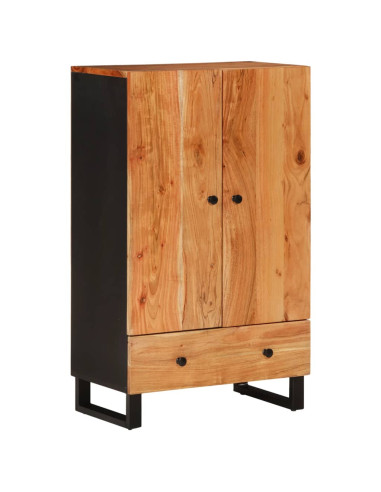 Credenza con Cassetto 60x33x100cm Legno Massello Acacia e Ferro