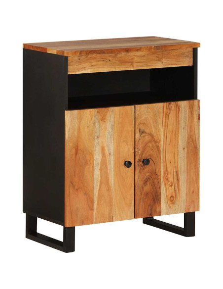 Credenza con 2 Ante 60x33x75 cm in Legno Massello di Acacia