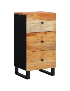Credenza con 3 Cassetti 40x33,5x75 cm Legno Massello di Acacia