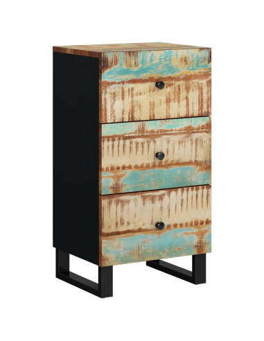 Credenza con 3 Cassetti 40x33,5x75cm Legno Massello di Recupero