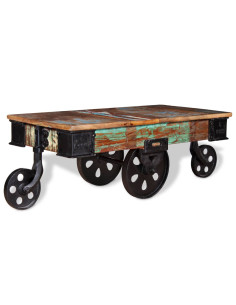 Tavolino da Salotto in Legno di Recupero 90x45x35 cm