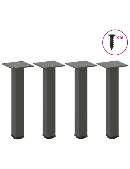 Gambe per tavolino 4 pz Antracite 42-44 cm Acciaio
