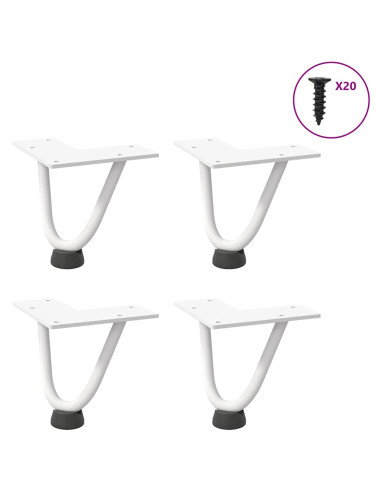 Gambe a forcina per tavolino 4 pz bianche 10 cm in acciaio massiccio