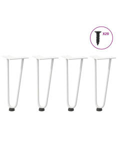 Gambe a forcina per tavolino 4 pz bianche 30 cm in acciaio massiccio
