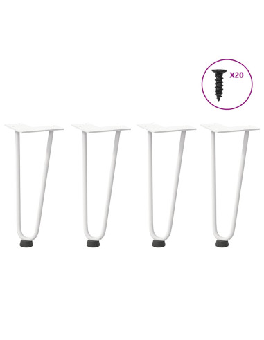 Gambe a forcina per tavolino 4 pz bianche 30 cm in acciaio massiccio