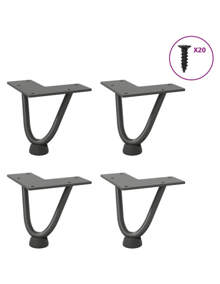 Gambe a forcina per tavolino 4 pz antracite 10 cm acciaio massiccio