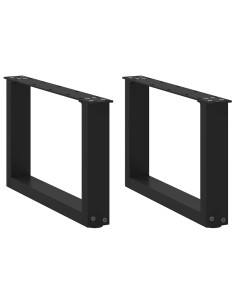 Gambe per Tavolino da Caffè a Forma di U 2 pz Nere 50x(30-31) cm Acciaio
