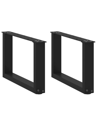 Gambe per Tavolino da Caffè a Forma di U 2 pz Nere 50x(30-31) cm Acciaio
