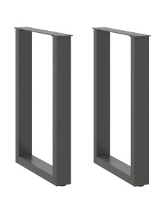 Gambe per tavolo da pranzo a forma di U 2 pz Antracite 50x(72-73) cm Acciaio