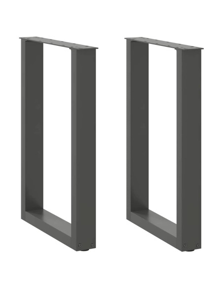 Gambe per tavolo da pranzo a forma di U 2 pz Antracite 50x(72-73) cm Acciaio
