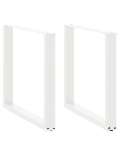 Gambe per tavolo da pranzo a forma di U 2 pz bianche 80x(72-73) cm in acciaio