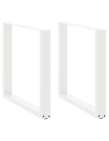 Gambe per tavolo da pranzo a forma di U 2 pz bianche 80x(72-73) cm in acciaio