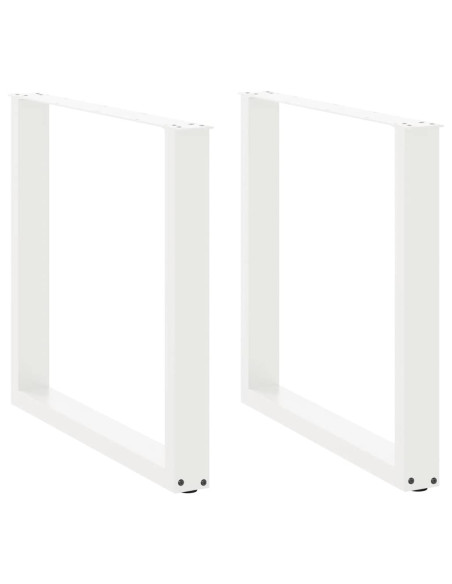 Gambe per tavolo da pranzo a forma di U 2 pz bianche 80x(72-73) cm in acciaio