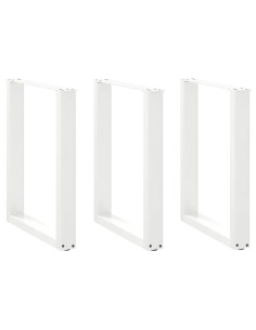 Gambe per tavolo da pranzo a forma di U 3 pz bianche 70x(72-73) cm in acciaio