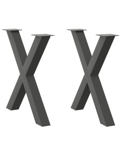 Gambe per tavolo da pranzo a forma di X 2 pz Antracite 80x(72-73) cm Acciaio