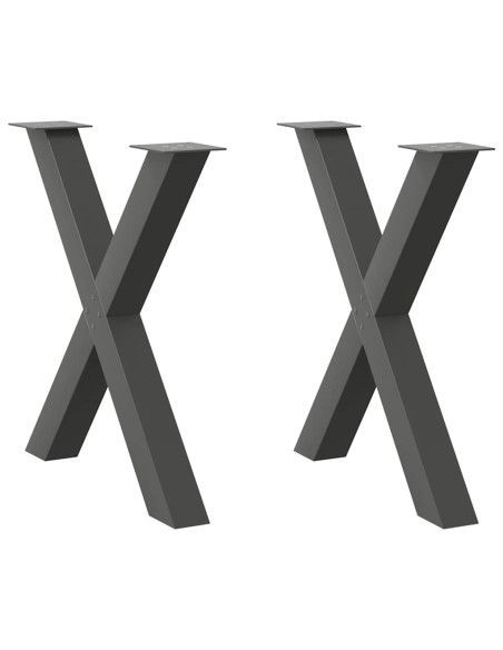 Gambe per tavolo da pranzo a forma di X 2 pz Antracite 80x(72-73) cm Acciaio