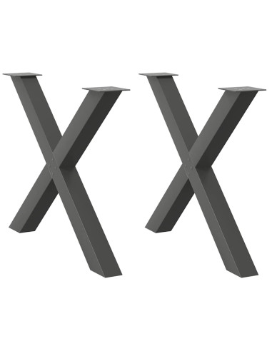 Gambe per tavolo da pranzo a forma di X 2 pz Antracite 90x(72-73) cm Acciaio