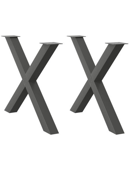 Gambe per tavolo da pranzo a forma di X 2 pz Antracite 90x(72-73) cm Acciaio