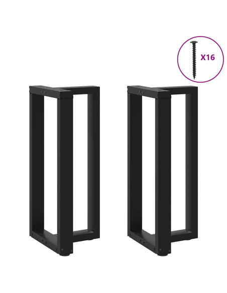 Gambe per tavolo da bar a forma di T 2 pz nere 40x35x(90-91) cm in acciaio