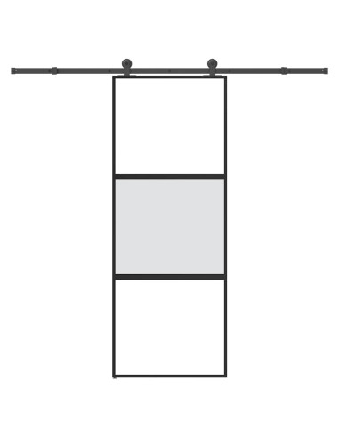 Porta Scorrevole Ferramenta 76x205 cm Vetro Temperato Alluminio