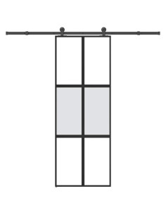 Porta Scorrevole Ferramenta 76x205 cm Vetro Temperato Alluminio