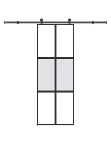Porta Scorrevole Ferramenta 76x205 cm Vetro Temperato Alluminio