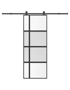 Porta Scorrevole Ferramenta 76x205 cm Vetro Temperato Alluminio