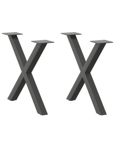 Gambe per Tavolino da Caffè a Forma di X 2 pz Antracite 50x(42-43) cm Acciaio