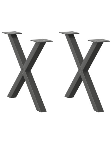 Gambe per Tavolino da Caffè a Forma di X 2 pz Antracite 50x(42-43) cm Acciaio