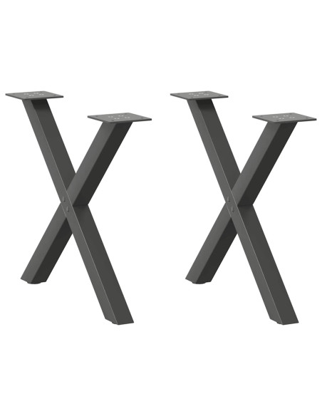 Gambe per Tavolino da Caffè a Forma di X 2 pz Antracite 50x(42-43) cm Acciaio