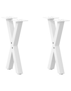 Gambe per Tavolino da Caffè a Forma di X 2 pz Bianche 28x(42-43) cm Acciaio