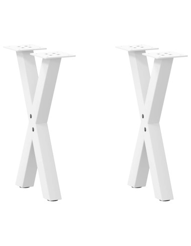 Gambe per Tavolino da Caffè a Forma di X 2 pz Bianche 28x(42-43) cm Acciaio