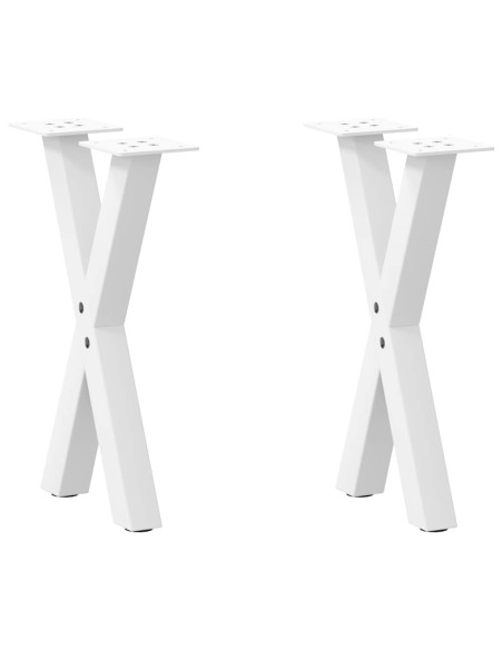 Gambe per Tavolino da Caffè a Forma di X 2 pz Bianche 28x(42-43) cm Acciaio