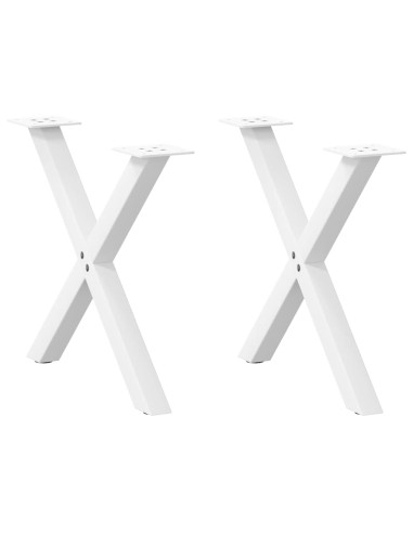 Gambe per Tavolino da Caffè a Forma di X 2 pz Bianche 50x(42-43) cm Acciaio
