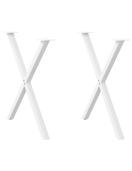Gambe per tavolo da pranzo a forma di X 2 pz bianche 70x(72-73) cm in acciaio
