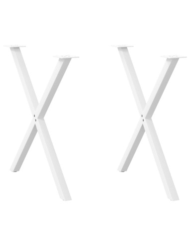 Gambe per tavolo da pranzo a forma di X 2 pz bianche 80x(72-73) cm in acciaio