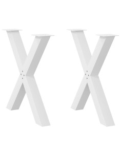 Gambe per tavolo da pranzo a forma di X 2 pz bianche 80x(72-73) cm in acciaio