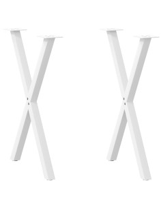 Gambe per tavolo da pranzo a forma di X 2 pz bianche 50x(72-73) cm in acciaio