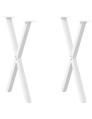 Gambe per tavolo da pranzo a forma di X 2 pz bianche 50x(72-73) cm in acciaio
