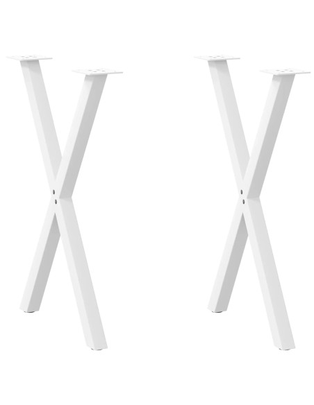 Gambe per tavolo da pranzo a forma di X 2 pz bianche 50x(72-73) cm in acciaio