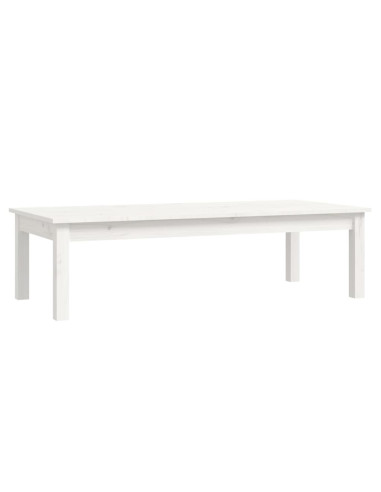 Tavolino da Salotto Bianco 110x50x30 cm Legno Massello di Pino