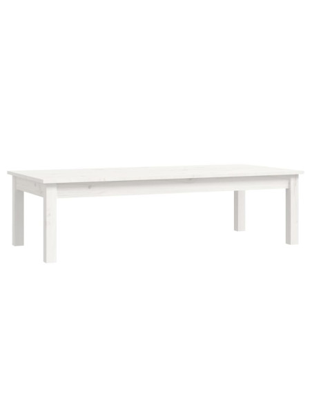 Tavolino da Salotto Bianco 110x50x30 cm Legno Massello di Pino