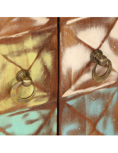 Cassettiera Multicolore 70x35x70 cm Legno Massello di Recupero