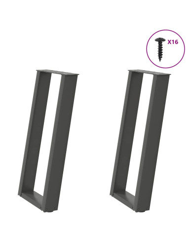 Gambe per tavolo consolle a forma di U 2 pz Antracite 38x(72-73) cm Acciaio