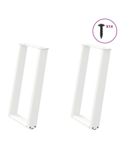 Gambe per tavolo da pranzo a forma di U 2 pz bianche 50x(72-73) cm in acciaio